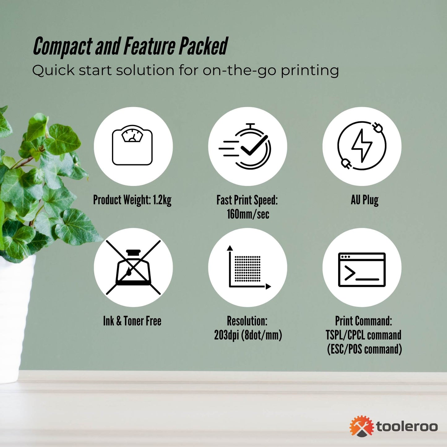 Tooleroo Bluetooth Thermal Label Printer - USB POS Receipt Shipping Printing - Image 5