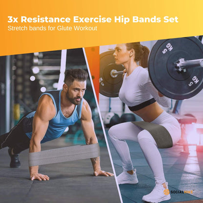 3x Resistance Exercise Hip Bands Set - Stretch Glute Booty Workout Power Loops - Image 2