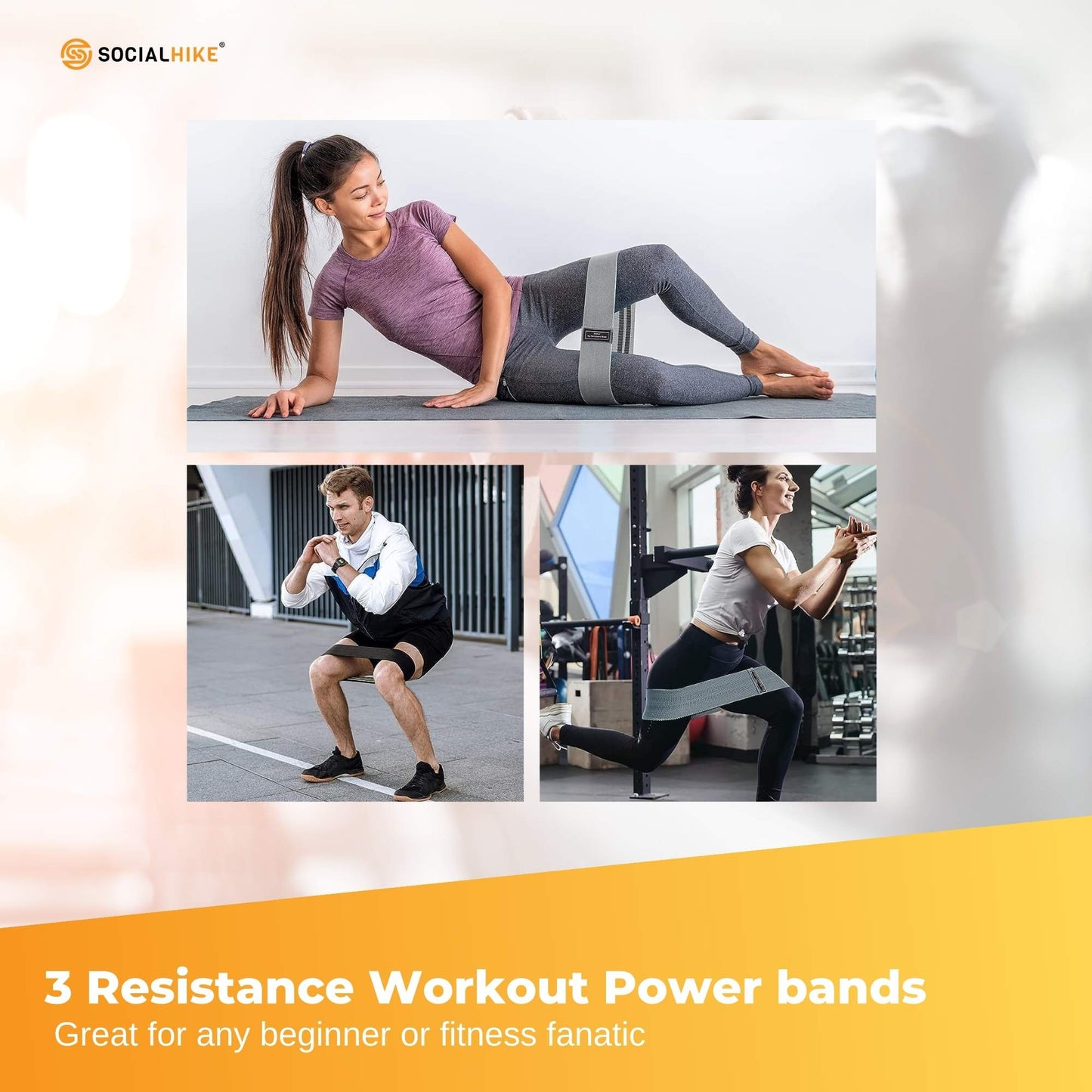 3x Resistance Exercise Hip Bands Set - Stretch Glute Booty Workout Power Loops - Image 3