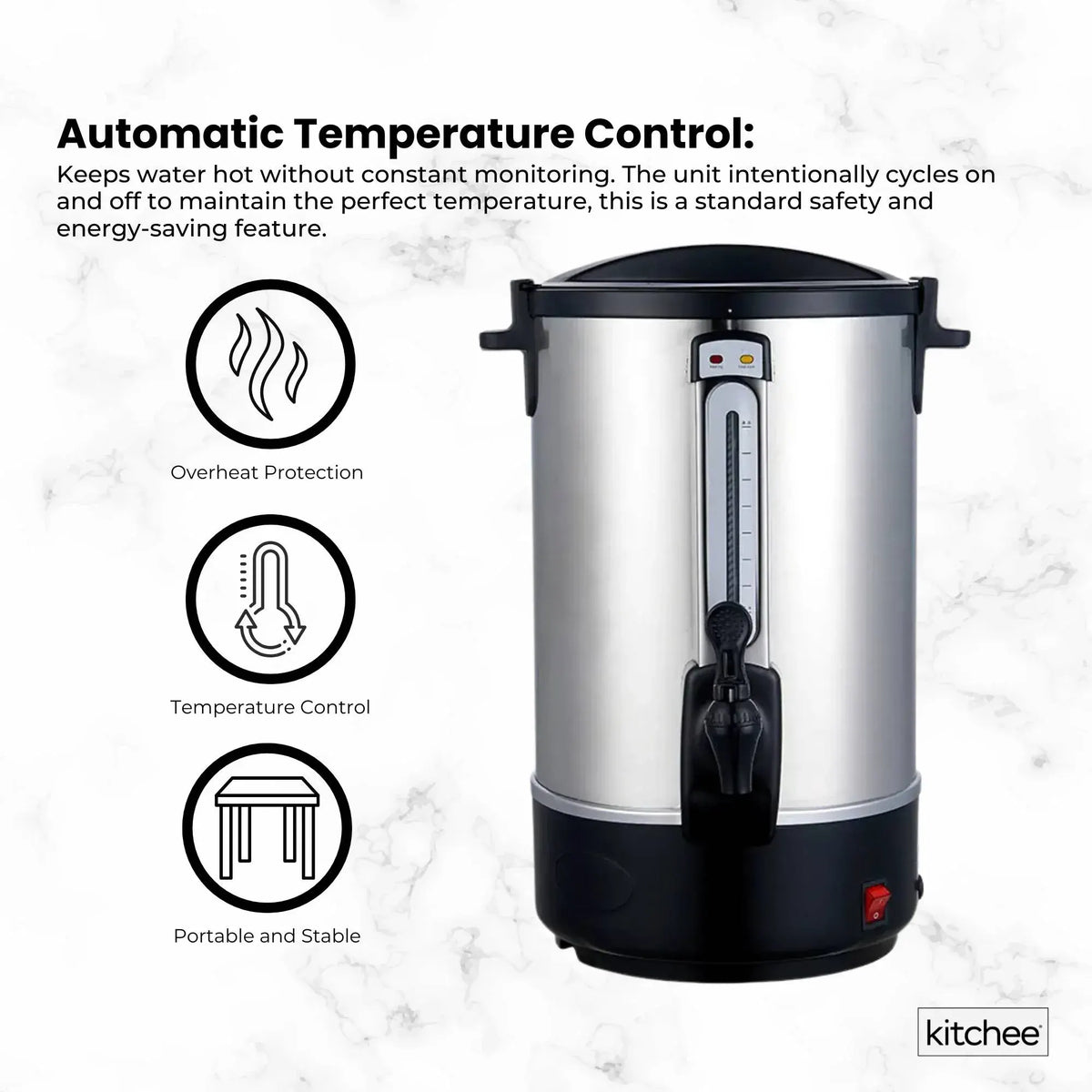 Kitchee 10L Electric Water Boiler Stainless Steel Commercial Urn - Image 3