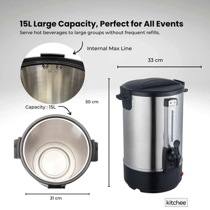 Kitchee 15L Electric Water Boiler Stainless Steel Commercial Urn - Image 3