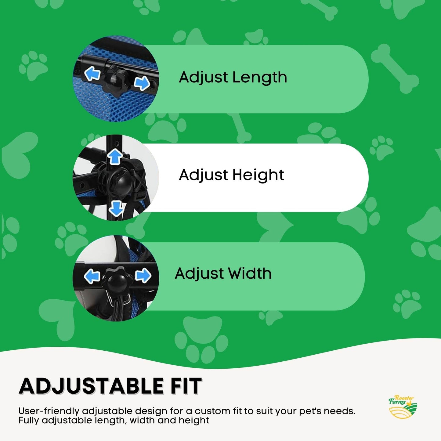Rooster Farms Little Dog Wheelchair Medium Harness - Adjustable Back Leg Aid - Image 4