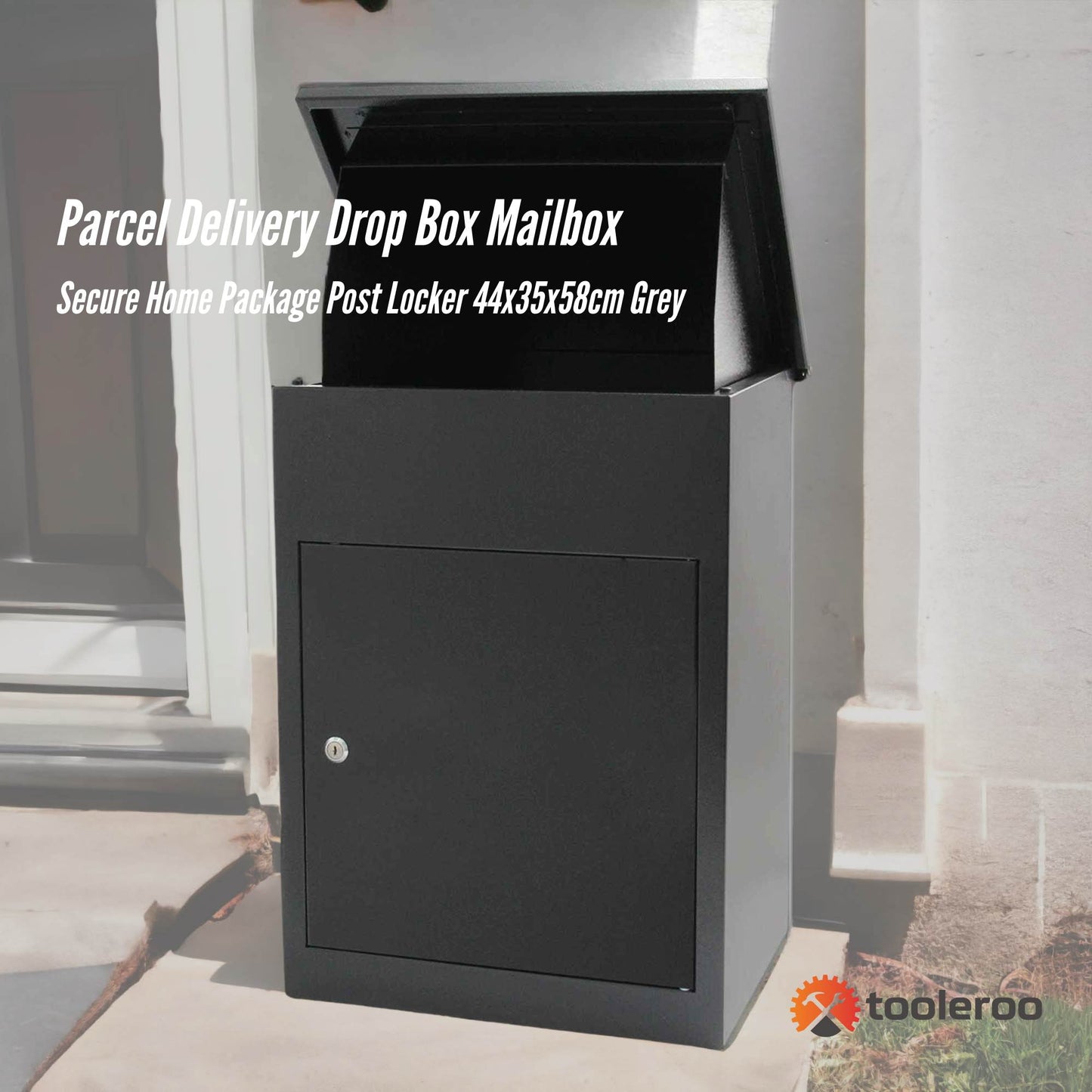 Parcel Delivery Drop Box Mailbox - Secure Home Package Locker 44x35x58cm Grey - Image 2