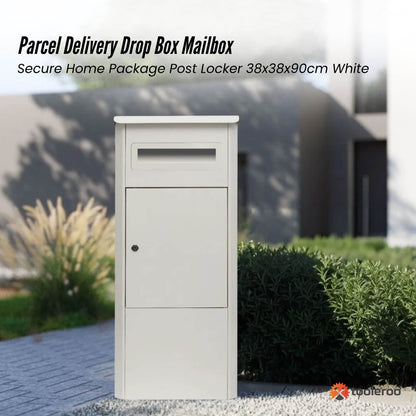 Parcel Delivery Drop Box Mailbox - Secure Home Package Locker 38x38x90cm White - Image 2