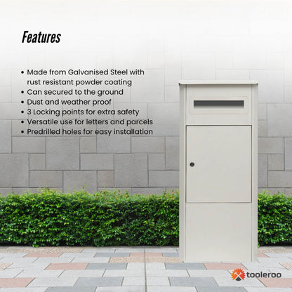Parcel Delivery Drop Box Mailbox - Secure Home Package Locker 38x38x90cm White - Image 4