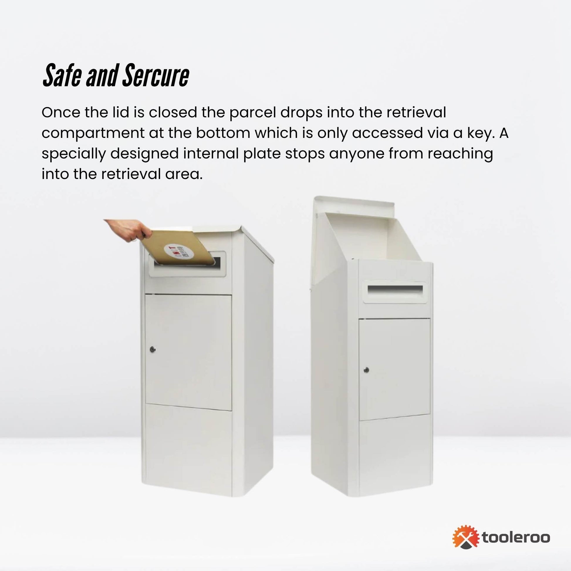 Parcel Delivery Drop Box Mailbox - Secure Home Package Locker 38x38x90cm White - Image 5
