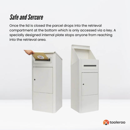Parcel Delivery Drop Box Mailbox - Secure Home Package Locker 38x38x90cm White - Image 5