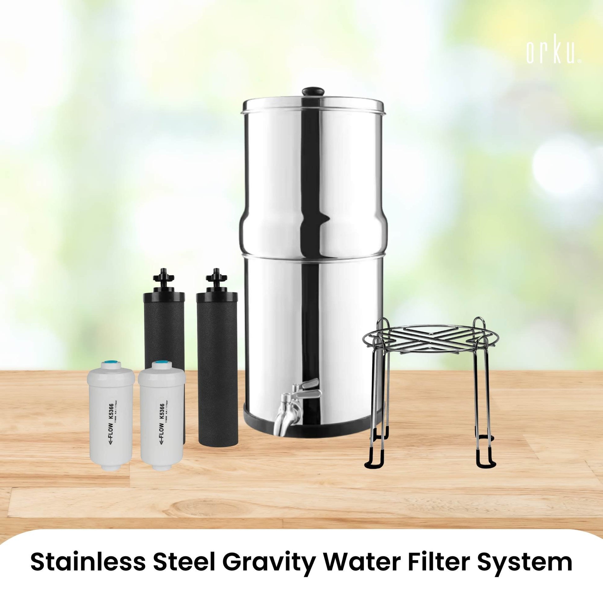 Orku 17L Gravity Benchtop Water Filter System - Stainless Steel - Image 2