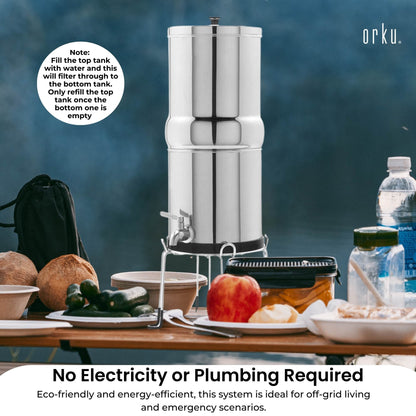 Orku 17L Gravity Benchtop Water Filter System - Stainless Steel - Image 5