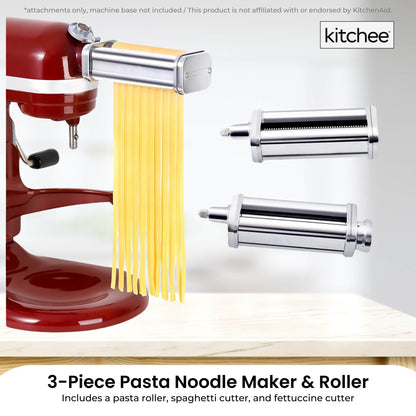 Kitchee Pasta Noodle Maker Roller Cutter Attachments - Compatible with KitchenAid Mixer - Image 2