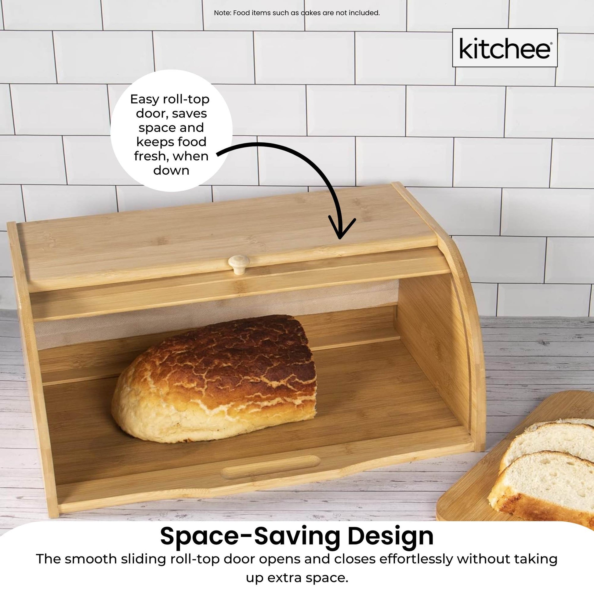 Kitchee 40cm Bamboo Bread Box - Storage Bin Keeper Kitchen Counter Container - Image 3