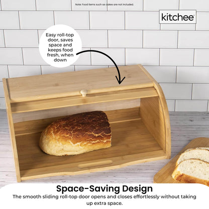 Kitchee 40cm Bamboo Bread Box - Storage Bin Keeper Kitchen Counter Container - Image 3