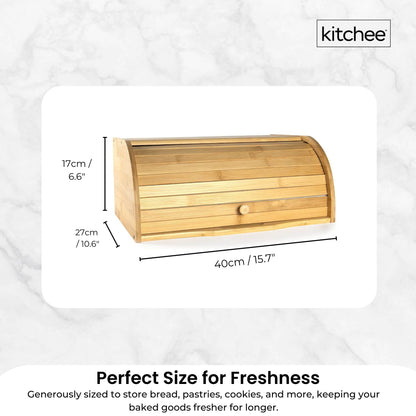 Kitchee 40cm Bamboo Bread Box - Storage Bin Keeper Kitchen Counter Container - Image 4