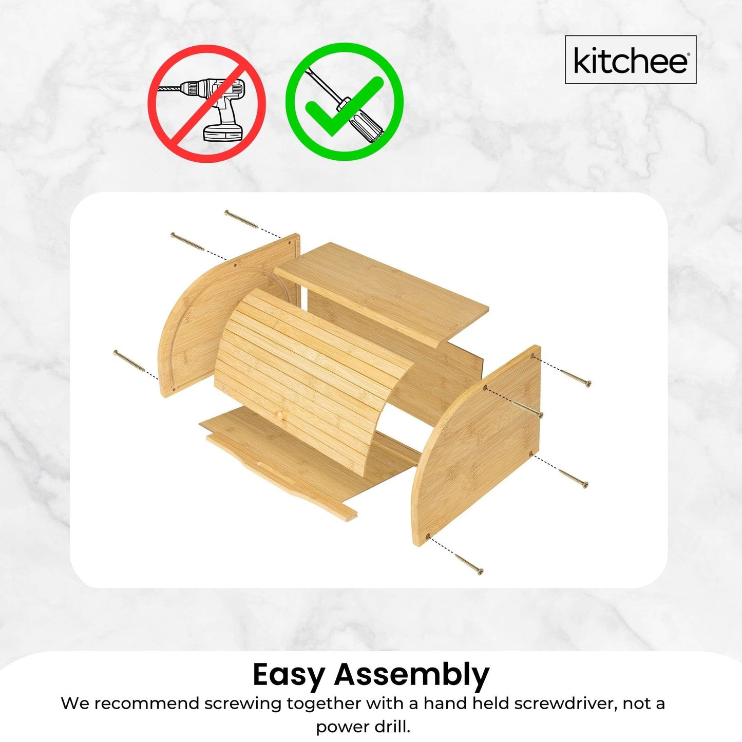 Kitchee 40cm Bamboo Bread Box - Storage Bin Keeper Kitchen Counter Container - Image 6