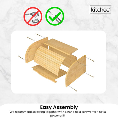 Kitchee 40cm Bamboo Bread Box - Storage Bin Keeper Kitchen Counter Container - Image 6