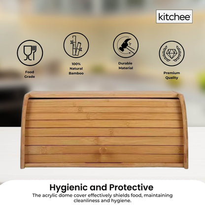 Kitchee 40cm Bamboo Bread Box - Storage Bin Keeper Kitchen Counter Container - Image 7