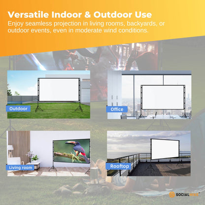 120” Portable Movie Projector Screen - Outdoor Indoor 16:9 4K Tripod Stand Case - Image 3