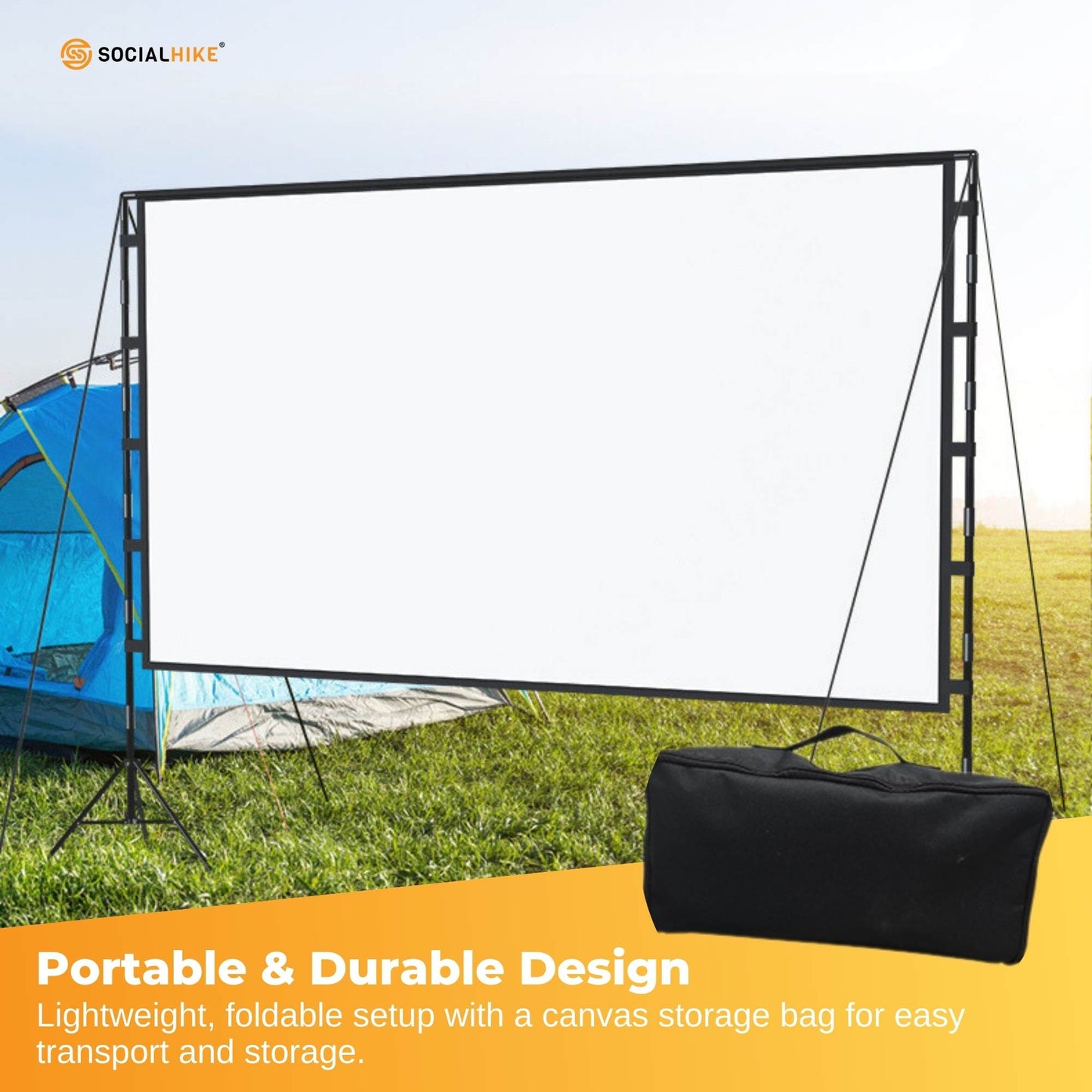 120” Portable Movie Projector Screen - Outdoor Indoor 16:9 4K Tripod Stand Case - Image 4