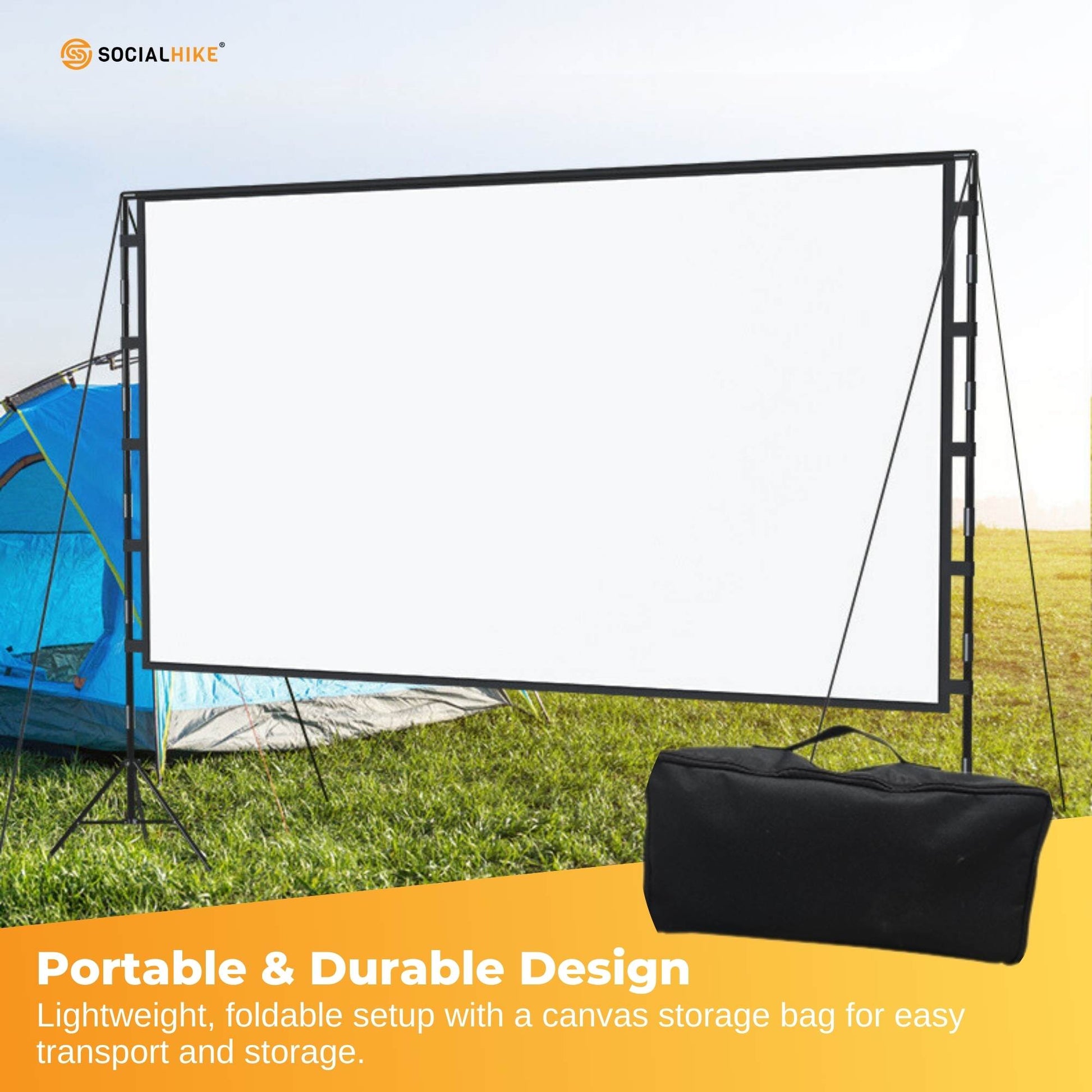 120” Portable Movie Projector Screen - Outdoor Indoor 16:9 4K Tripod Stand Case - Image 4