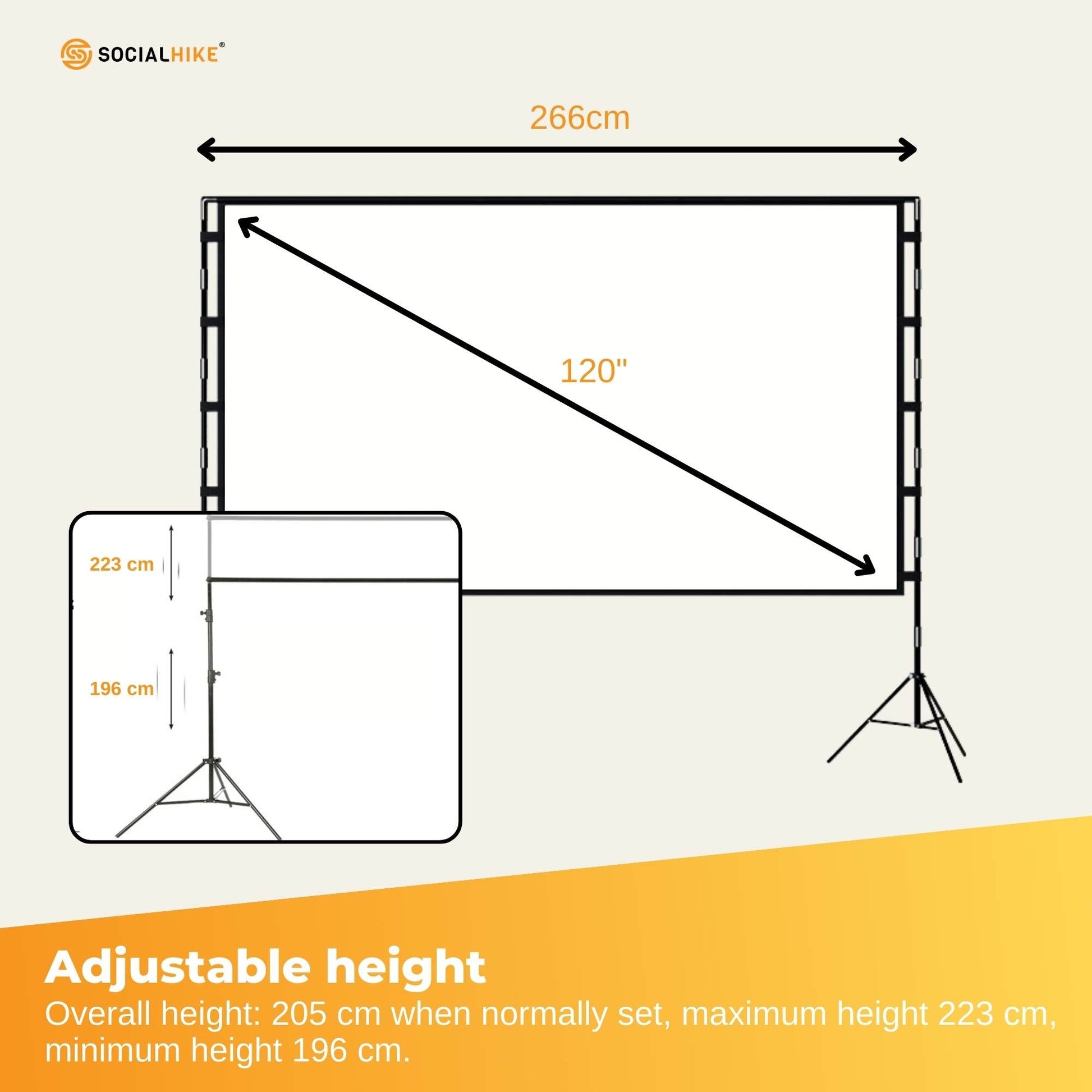 120” Portable Movie Projector Screen - Outdoor Indoor 16:9 4K Tripod Stand Case - Image 5