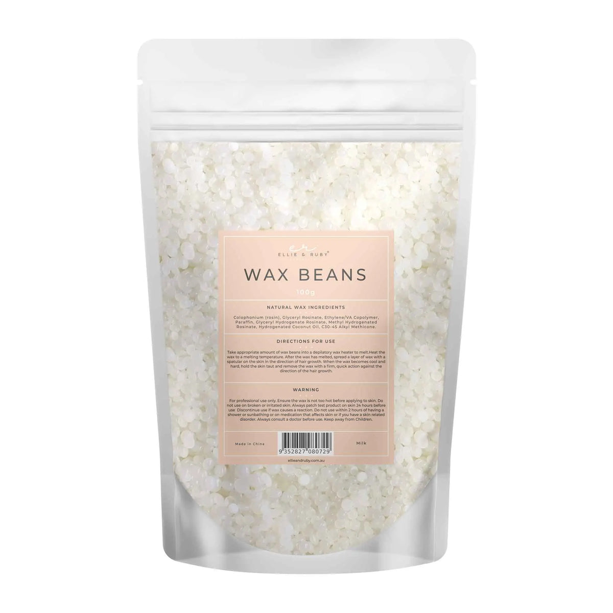 Ellie and Ruby 100g Milk Hard Wax Beads Brazilian Bikini Body Hair Removal
