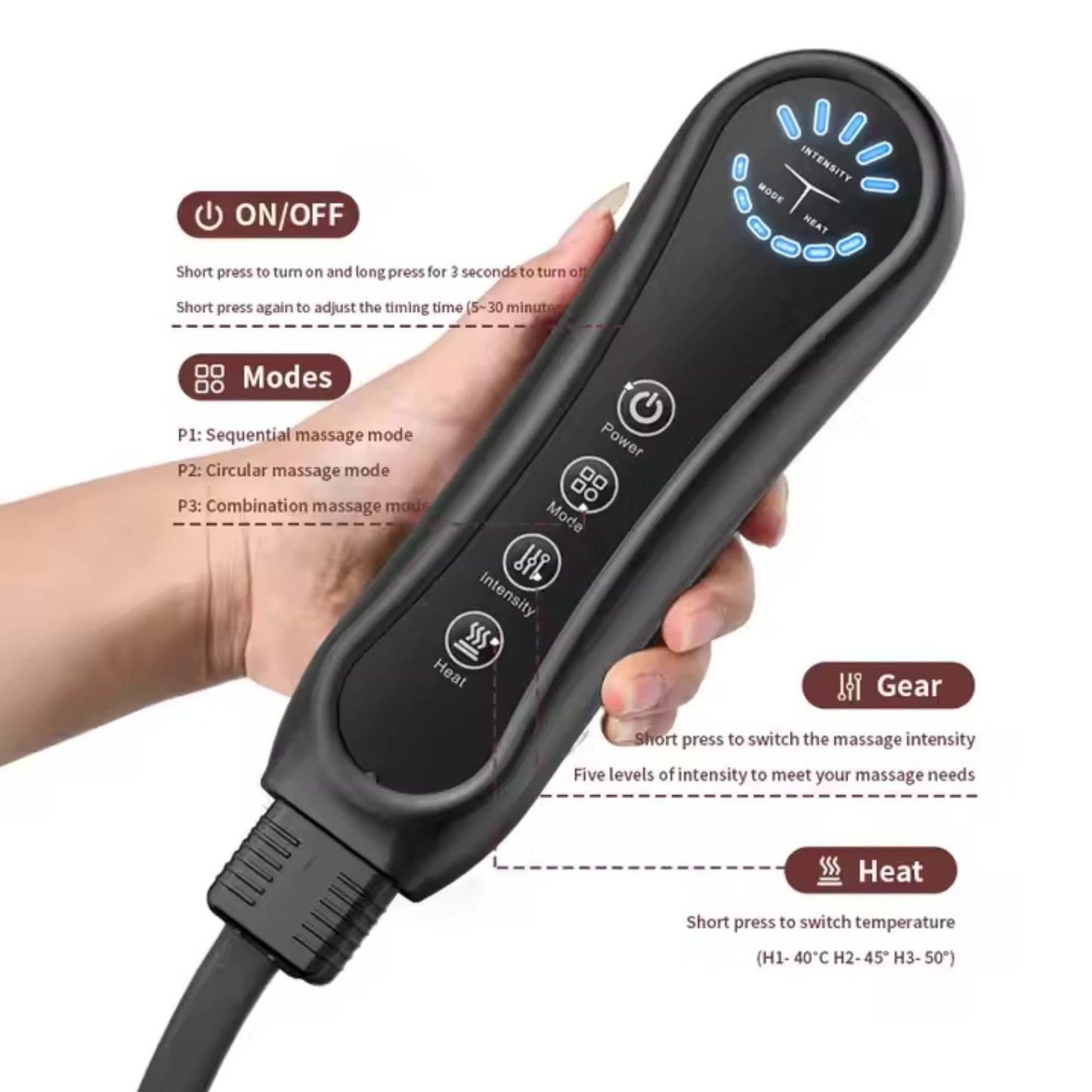 Orku Air Compression Leg Knee Foot Massager with Heat - Relaxation and Recovery - Image 3