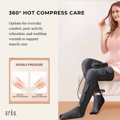 Orku Air Compression Leg Knee Foot Massager with Heat - Relaxation and Recovery - Image 4