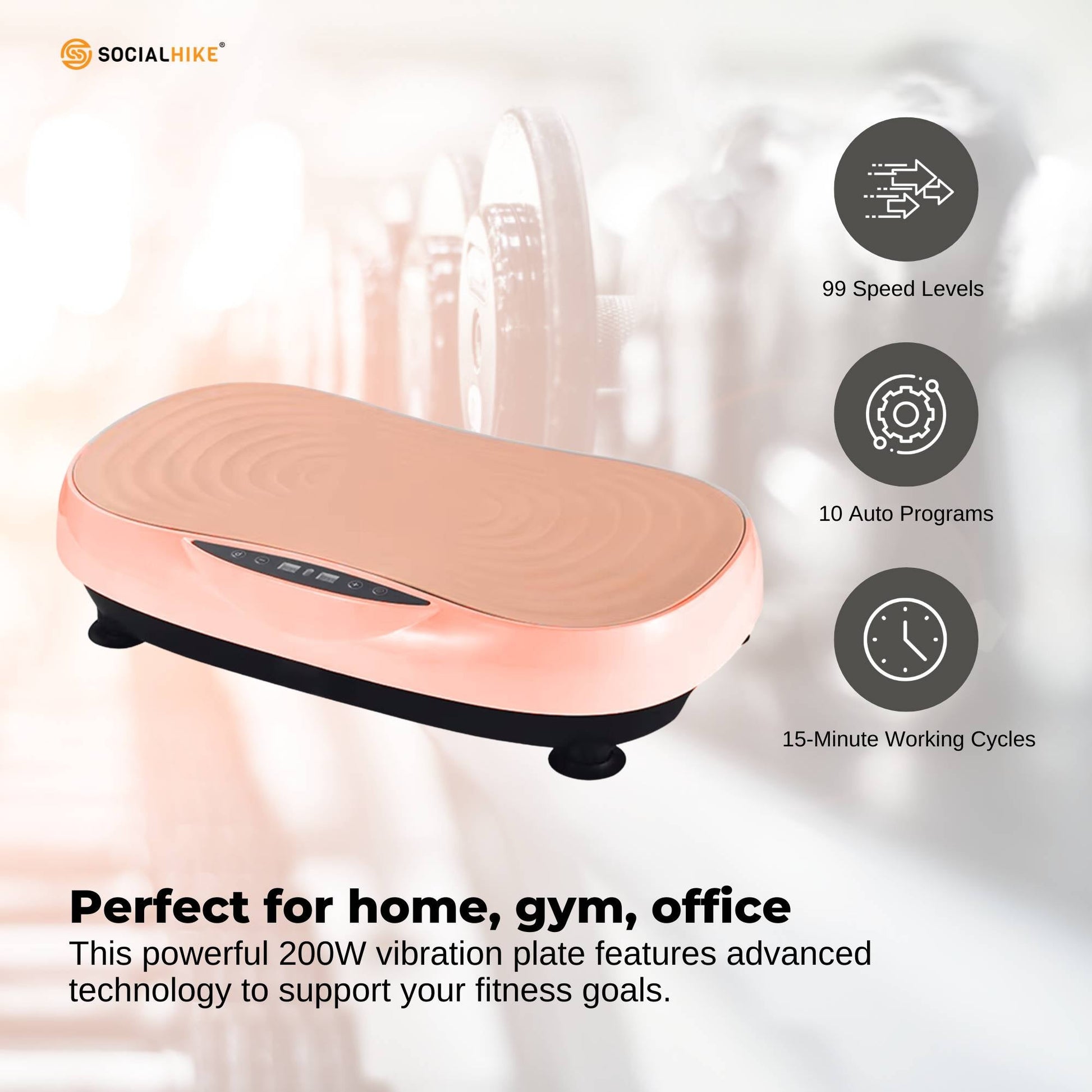Social Hike Vibration Plate Machine - Vibrating Exercise Platform Pink - Image 4
