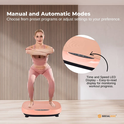 Social Hike Vibration Plate Machine - Vibrating Exercise Platform Pink - Image 6