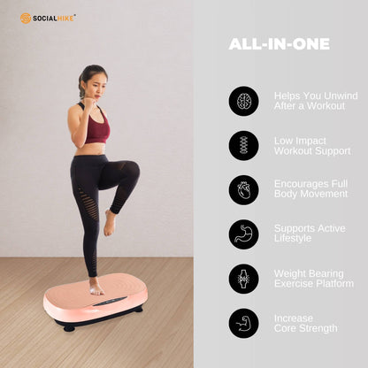 Social Hike Vibration Plate Machine - Vibrating Exercise Platform Pink - Image 7