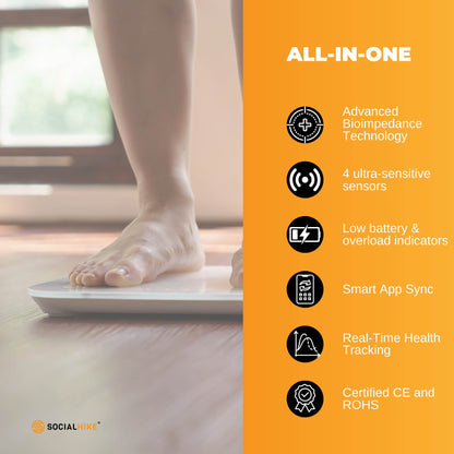 Bluetooth Smart Body Fat Scale White - Digital BMI Weight USB Recharge with App - Image 6