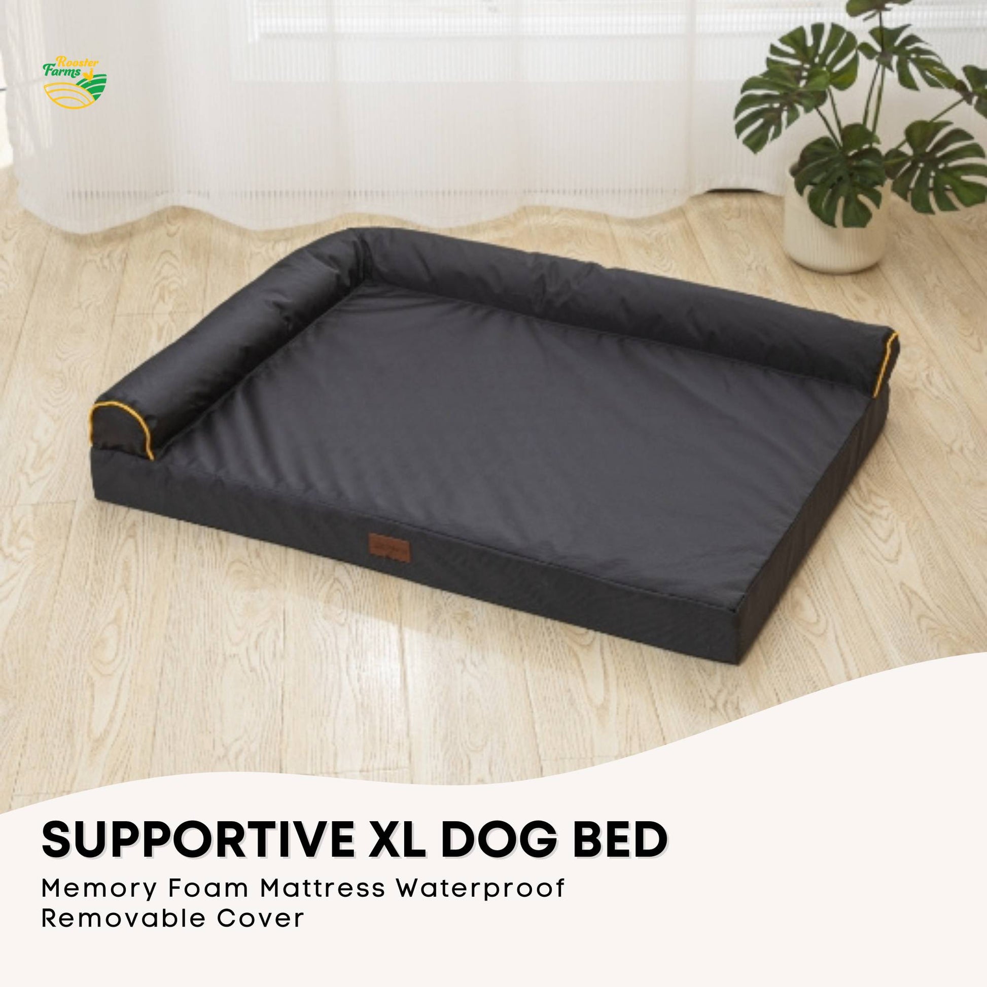 Rooster Farms Supportive Dog Bed XL Grey - Egg Crate Foam Waterproof Mattress - Image 2