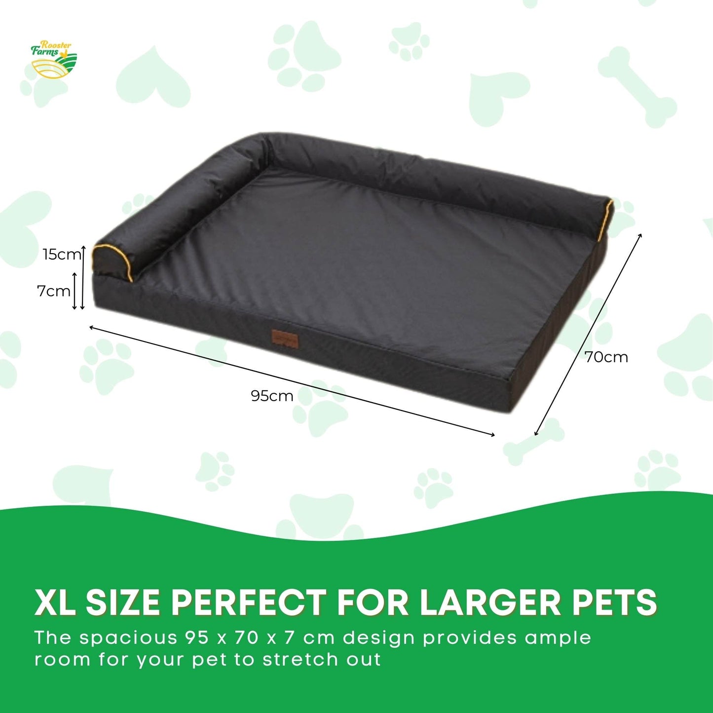 Rooster Farms Supportive Dog Bed XL Grey - Egg Crate Foam Waterproof Mattress - Image 5