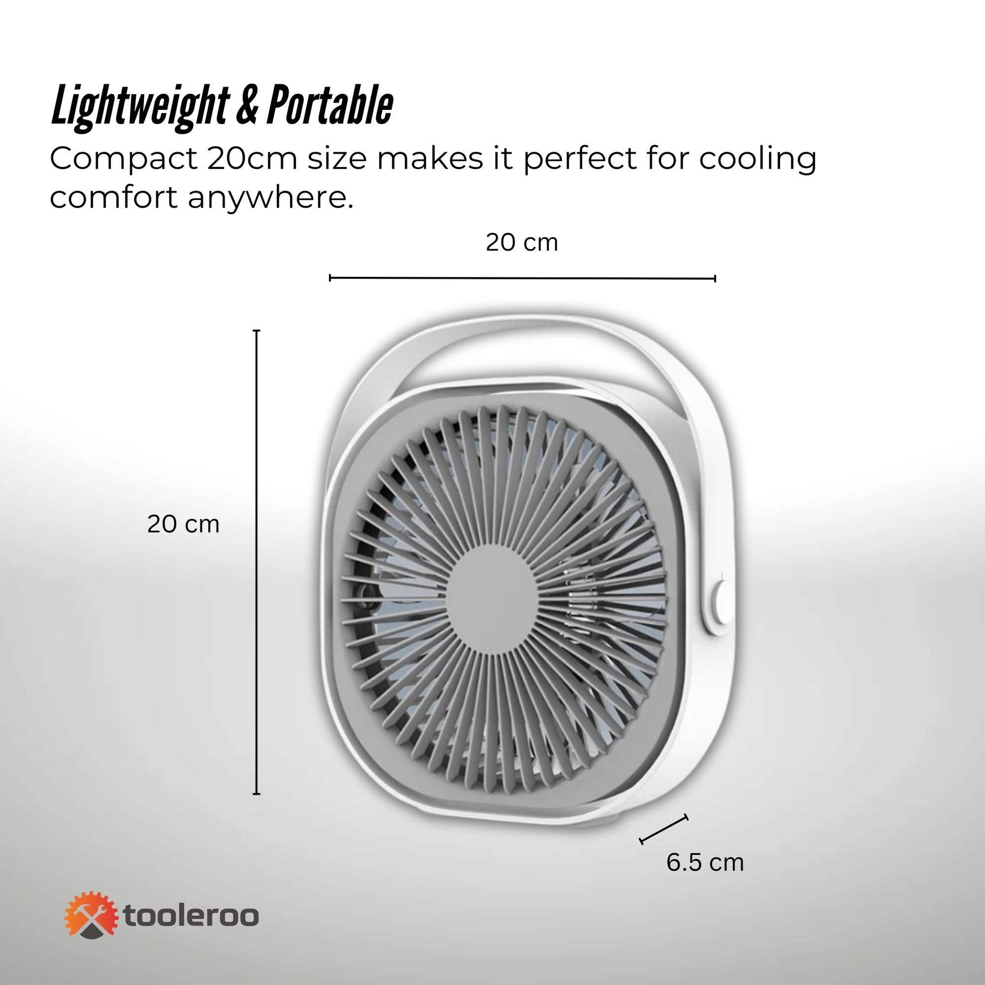 3-Speed USB 20cm Desktop Fan - Quiet Portable Lightweight Rechargeable Cooler - Image 6