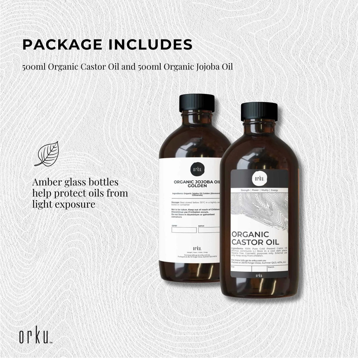 Orku 500ml Organic Castor Oil and 500ml Organic Jojoba Oil Pack - Image 4