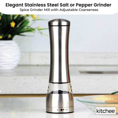 Kitchee Stainless Steel Salt Pepper Spice Grinder Mill - Adjustable Coarseness - Image 2