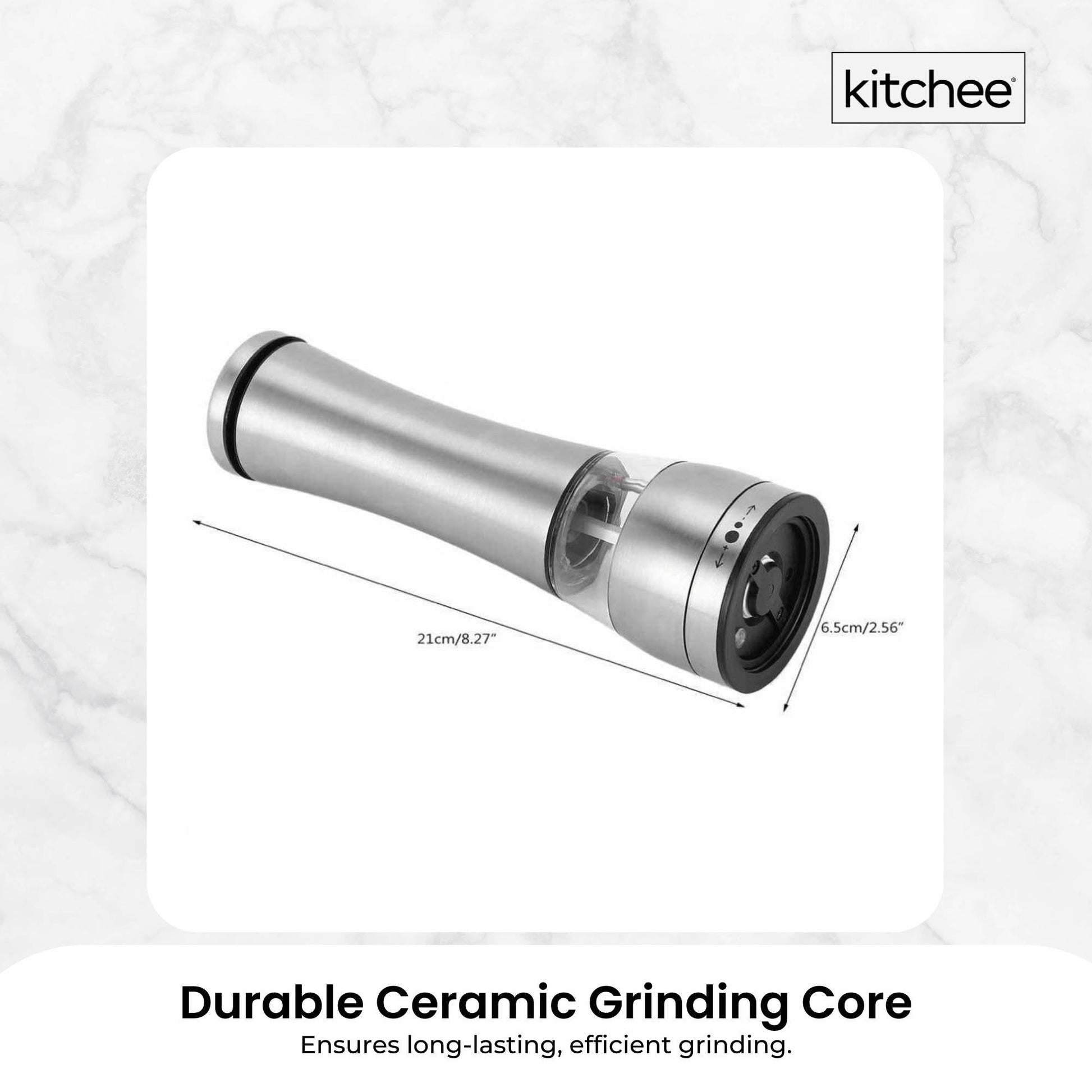 Kitchee Stainless Steel Salt Pepper Spice Grinder Mill - Adjustable Coarseness - Image 4