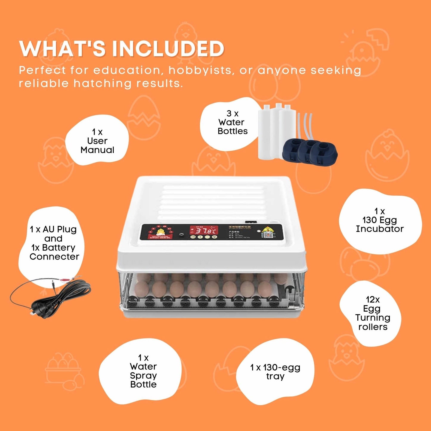 Automatic 130 Egg Incubator - Electric Digital Turning Chicken Quail Duck Hatching - Image 8