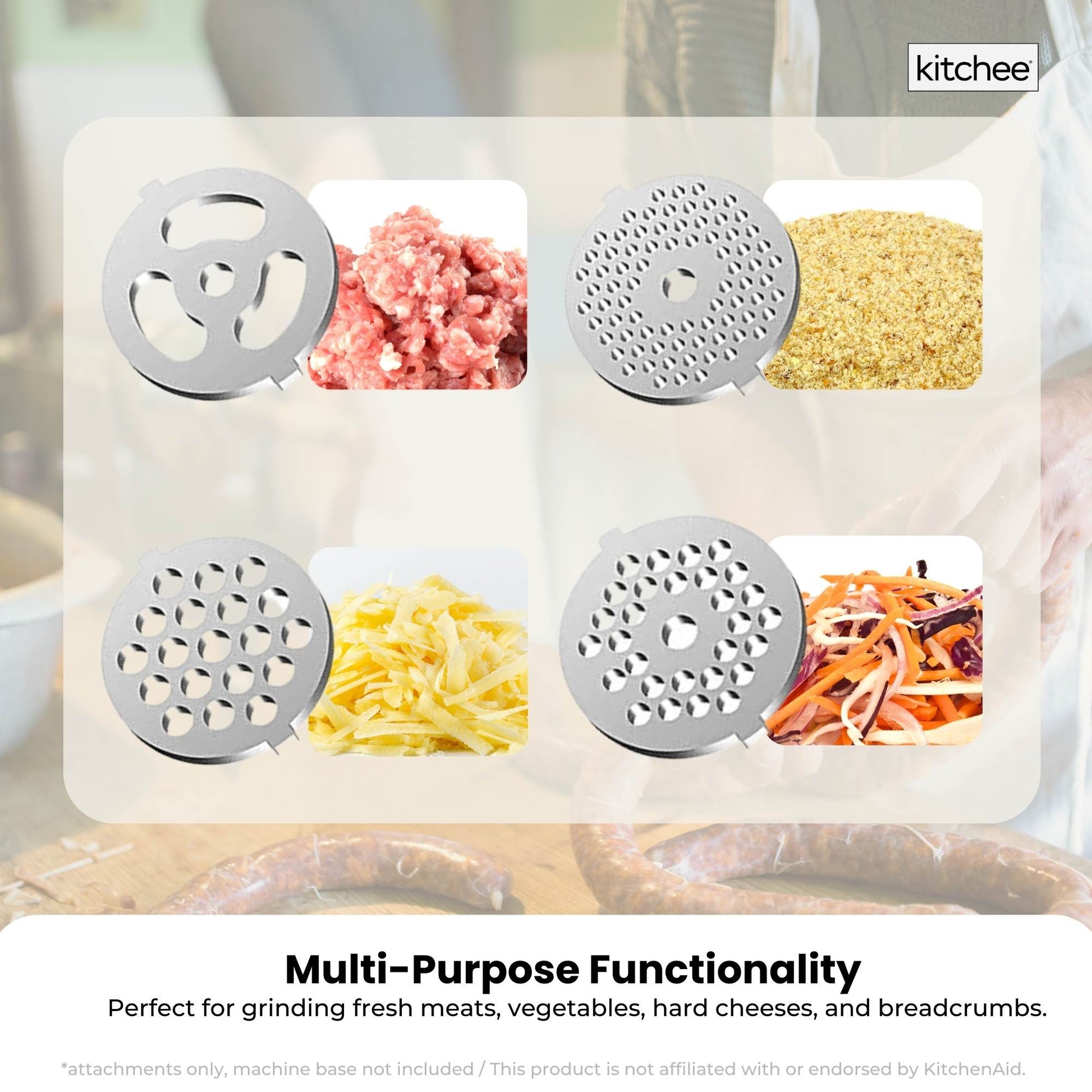 Kitchee Meat Food Grinder Sausage Attachment - Compatible with KitchenAid Mixers - Image 4