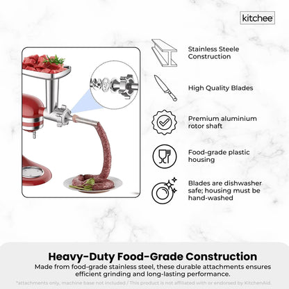 Kitchee Meat Food Grinder Sausage Attachment - Compatible with KitchenAid Mixers - Image 5