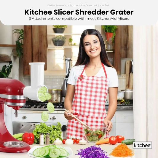 Kitchee Slicer Shredder Grater 3 Attachments - Compatible with KitchenAid Mixer - Image 2