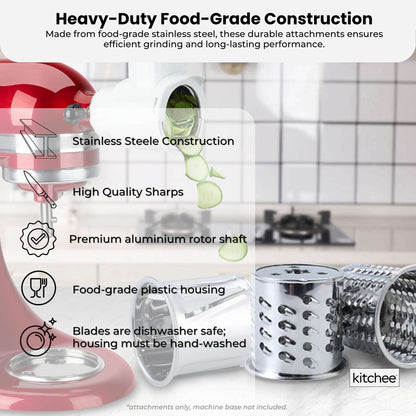 Kitchee Slicer Shredder Grater 3 Attachments - Compatible with KitchenAid Mixer - Image 4