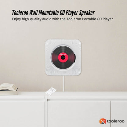 Tooleroo Wall Mountable CD Player Speaker - Bluetooth HiFi FM Radio White - Image 2