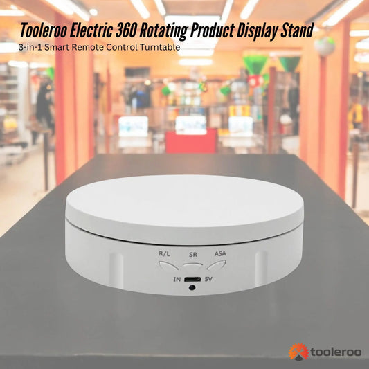 Tooleroo Electric 360 Rotating Product Display Stand White for Merchandise Video - Image 2