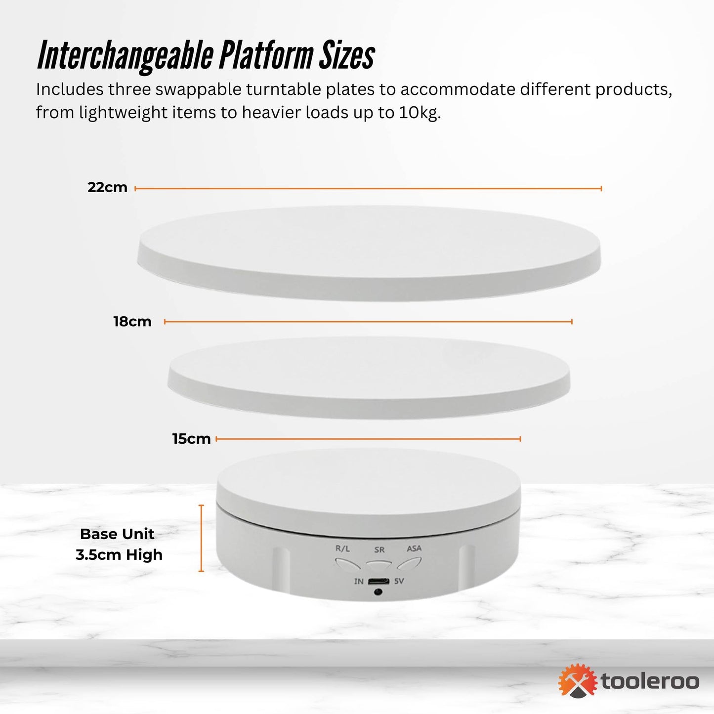 Tooleroo Electric 360 Rotating Product Display Stand White for Merchandise Video - Image 4