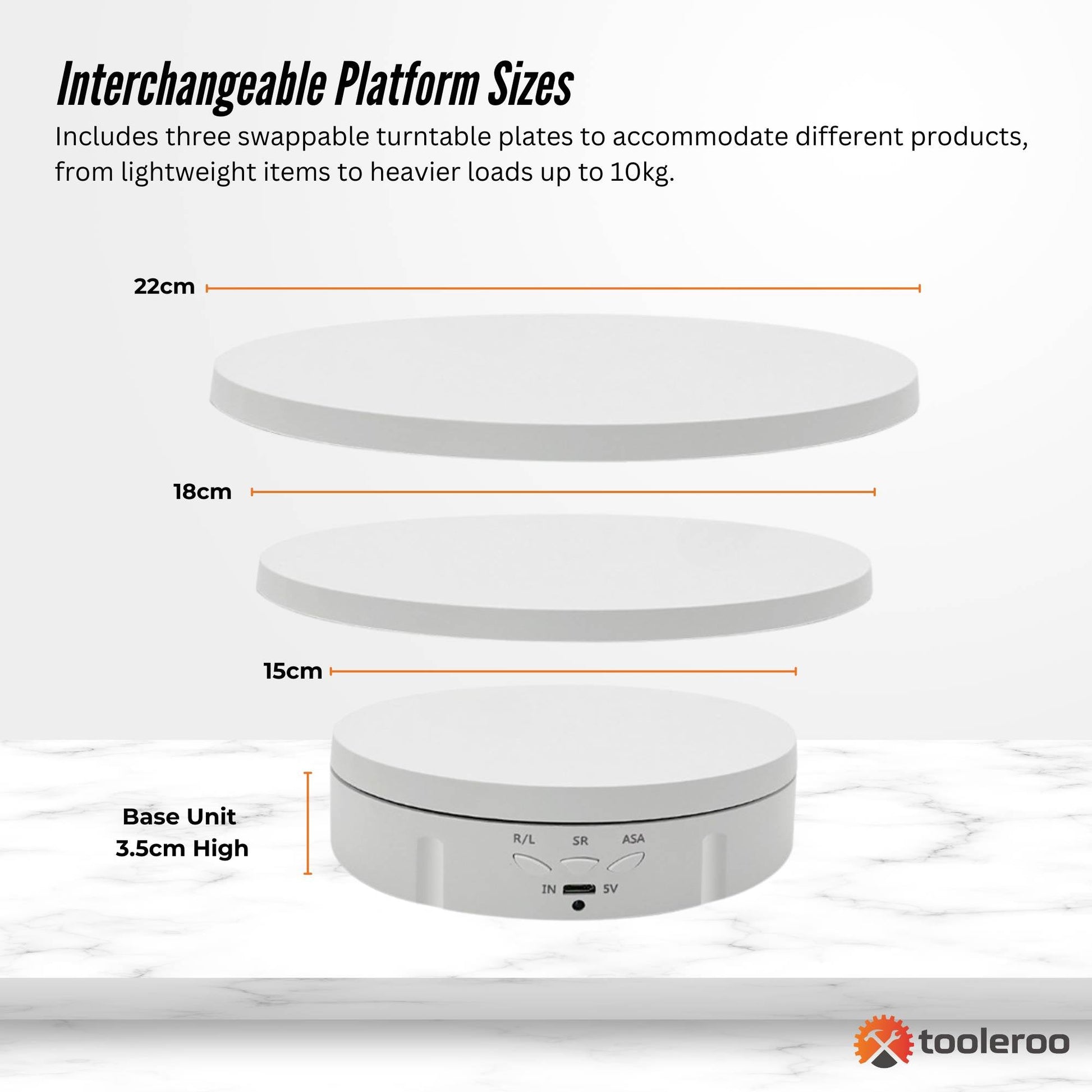 Tooleroo Electric 360 Rotating Product Display Stand White for Merchandise Video - Image 4
