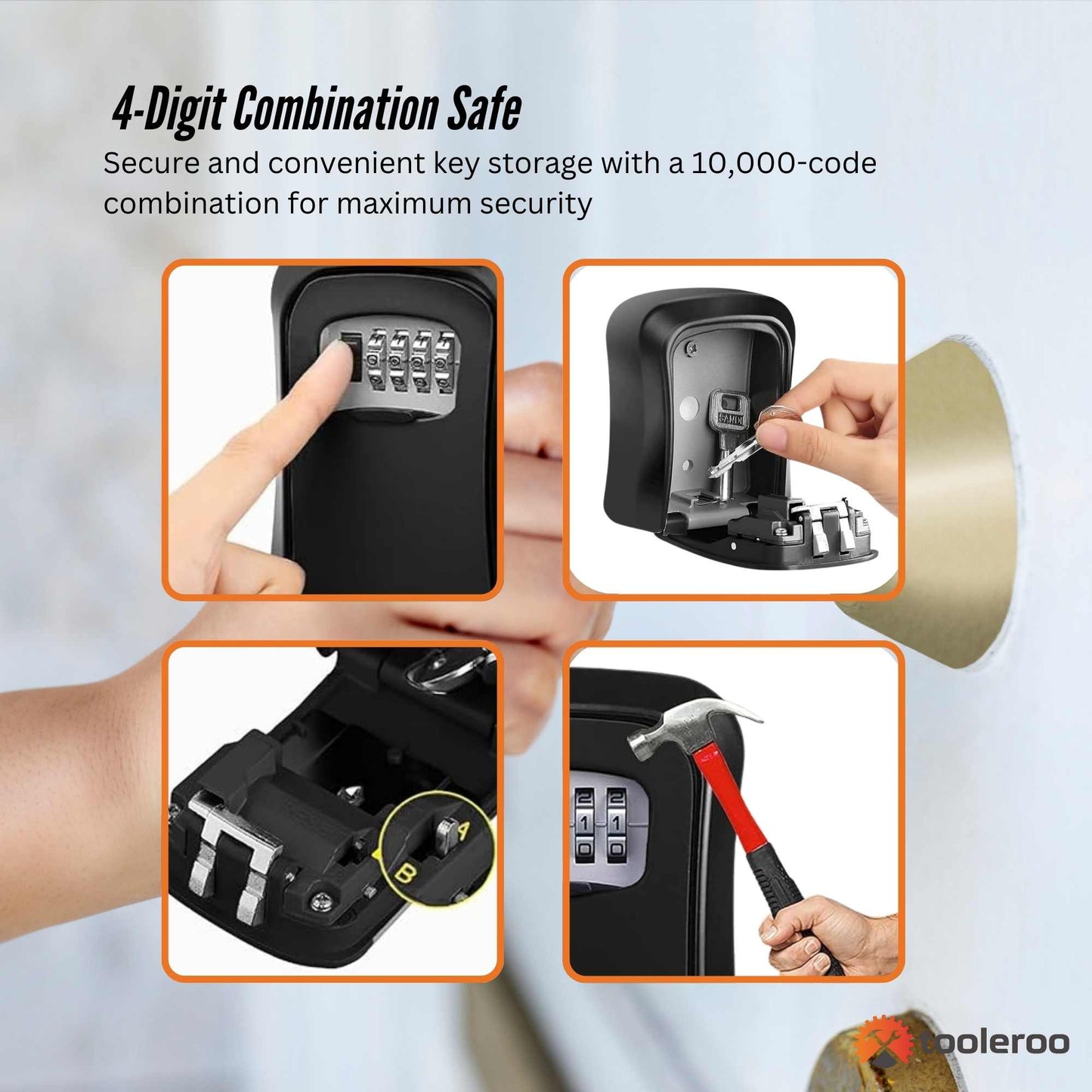 Tooleroo Wall Mount Key Lock Box – 4-Digit Safe Weatherproof Secure Storage - Image 4