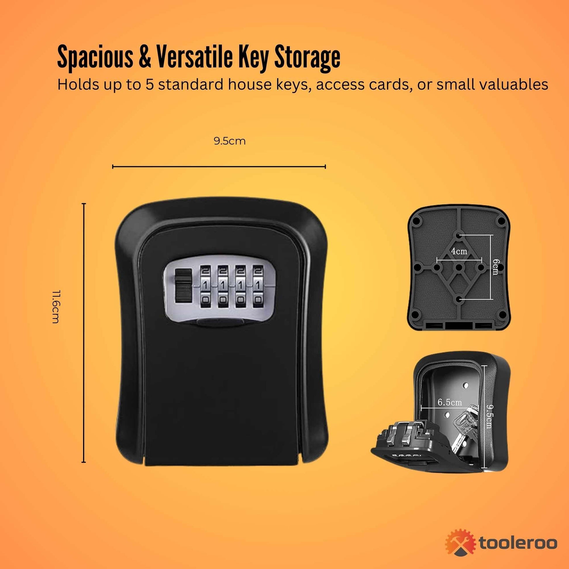 Tooleroo Wall Mount Key Lock Box – 4-Digit Safe Weatherproof Secure Storage - Image 5