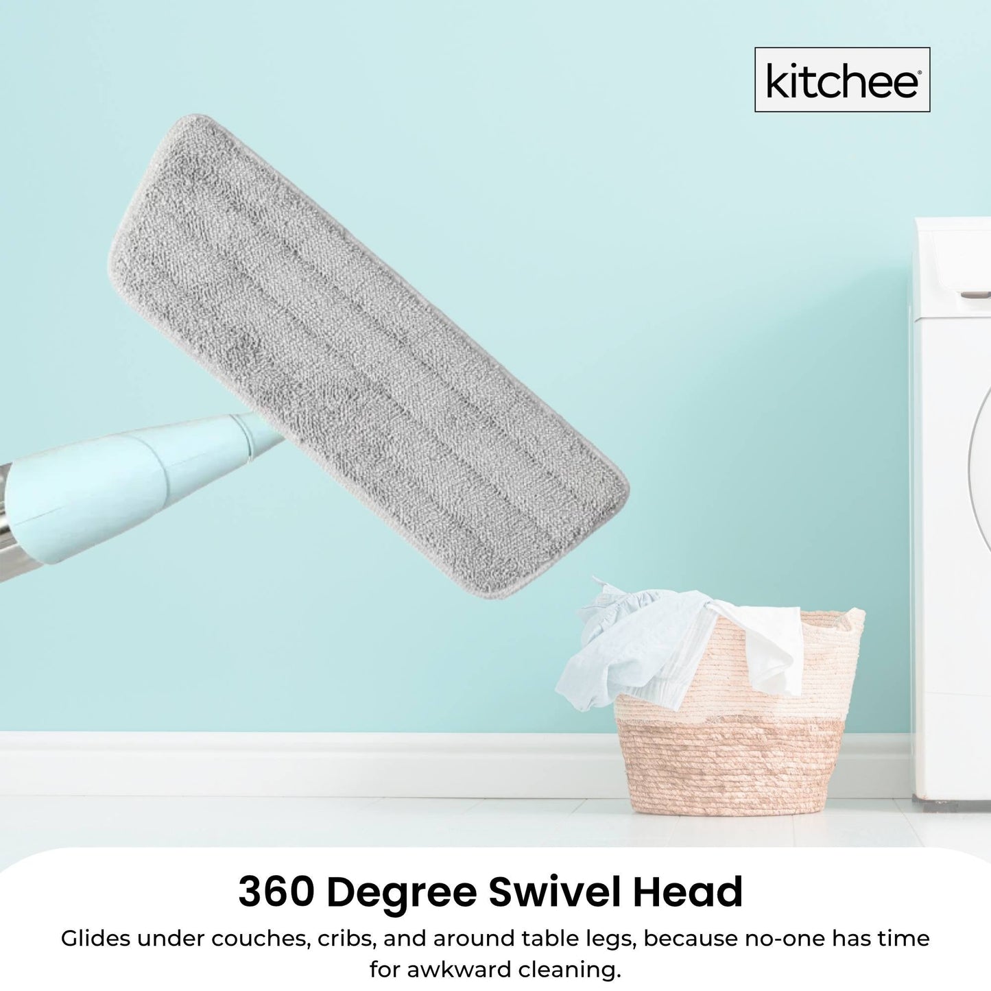 Kitchee Refillable Spray Floor Mop with Reusable & Washable Multi-Surface Microfibre Pad - Image 4