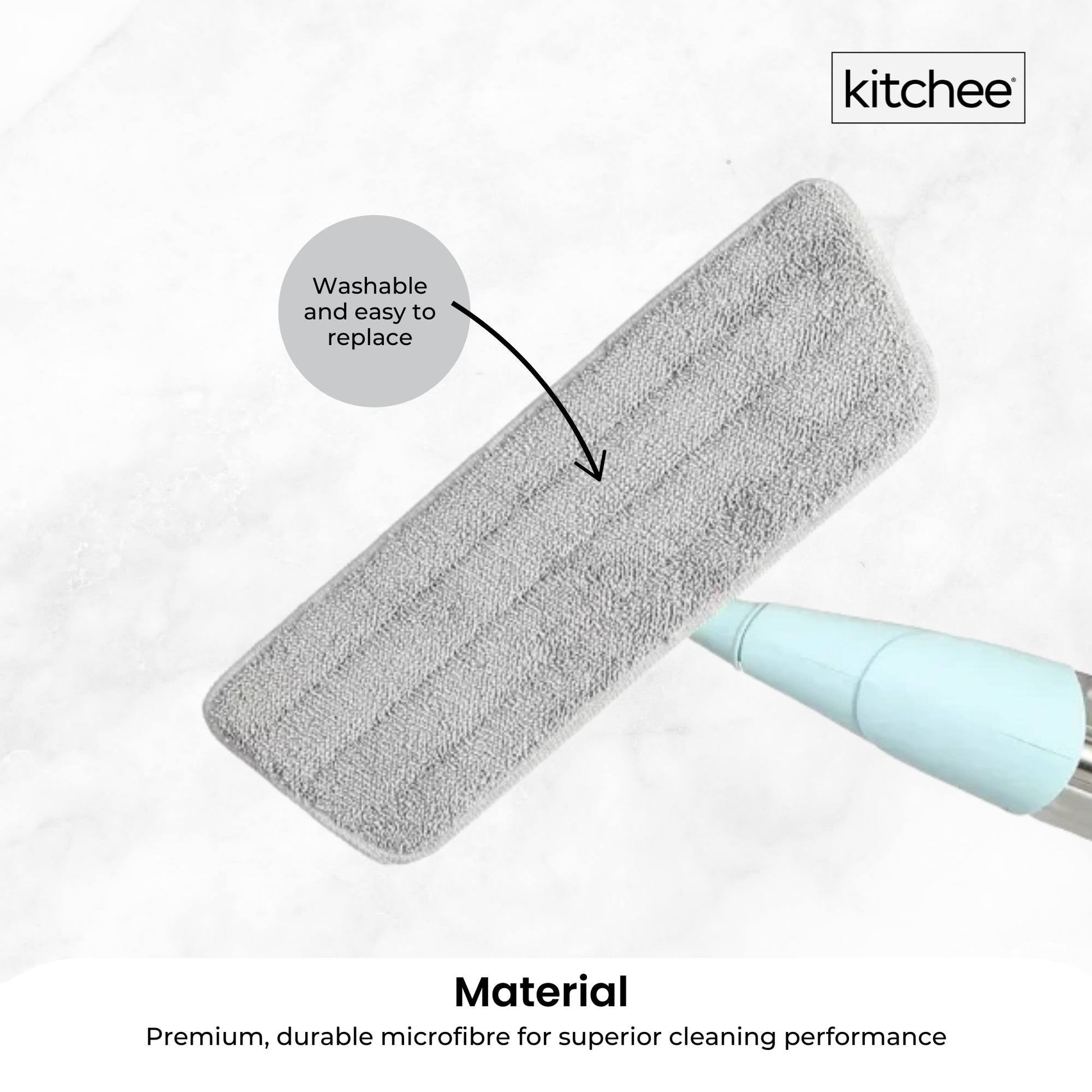 Kitchee Refillable Spray Floor Mop with Reusable & Washable Multi-Surface Microfibre Pad - Image 6